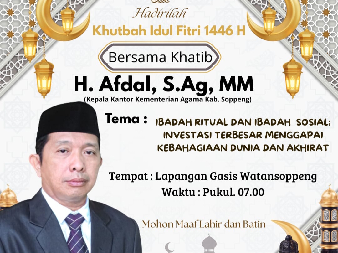 Flyer Kepala Kemenag Soppeng Untuk Hari Raya Idul Fitri 1446 H